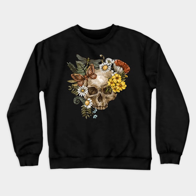 Goblincore Floral Skull Crewneck Sweatshirt by HoldenFamilyDesigns